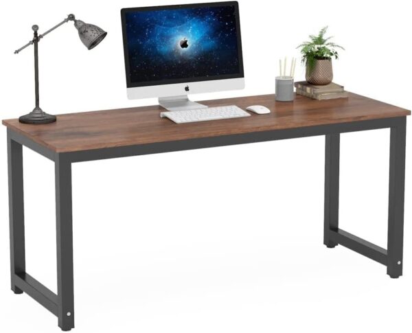 d685418e977b4035897da3ab374fe682 Tribesigns Modern Computer Desk, 63 x 31.5 inch Large Office Desk Computer Table Study Writing Desk Workstation for Home Office, Vintage Black Metal Frame