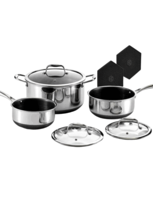 HexClad Hybrid Nonstick 6-Piece Pot Set, Dishwasher Safe