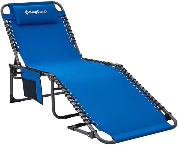 d69540094d774078a595abcb70bca1cd Adjustable 4-Position Folding Chaise Lounge Chair with Pillow Pocket, Supports 265lbs
