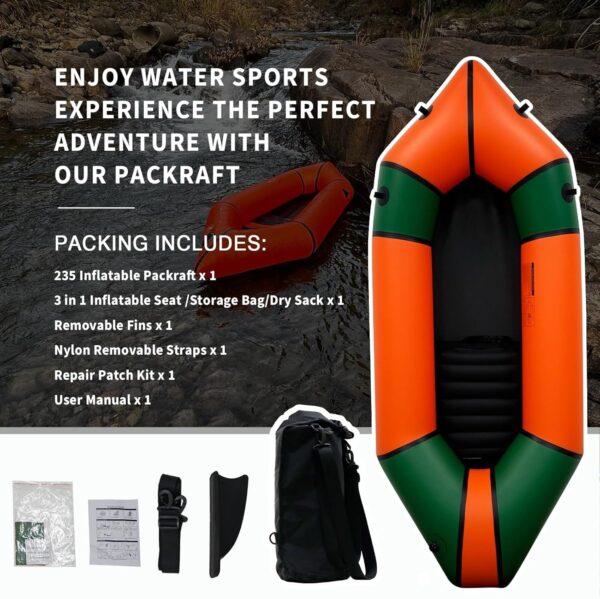 d6fd0bafbf6043d784cbe92126076409 Lightweight Packrafts, TPU Inflatable Kayak for Flat Water Rafting Camping Trip/Fishing/Water Adventures 1 Person/2 Person Packraft, 330lb/660lb Weight Capacity