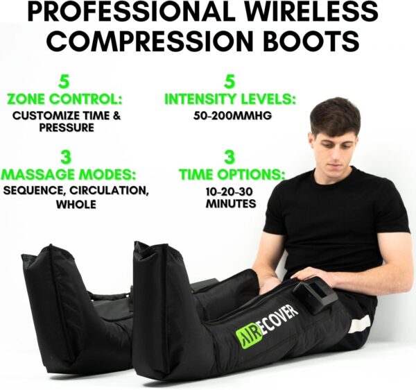 Air Compression Recovery System, Cordless Leg Massager for Circulation, Rechargeable Recovery Boots for Improved Circulation & Lymphatic Drainage