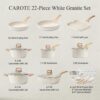 22pcs Pots and Pans Set Nonstick, Cookware Set White Granite Induction Kitchen Cooking Set w/Frying Pans & Saucepans& Grill Pan(PFOS, PFOA Free)