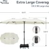 15ft Patio Umbrella Double-Sided Outdoor Market Extra Large Umbrella with Crank, Umbrella Base Included (Dark Red)