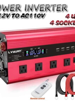 LVYUAN 3000 Watts 6000 Watts Modified Sine Wave Power Inverter DC 12V to AC 110V 120V Car Converter 4USB 4AC Remote Control