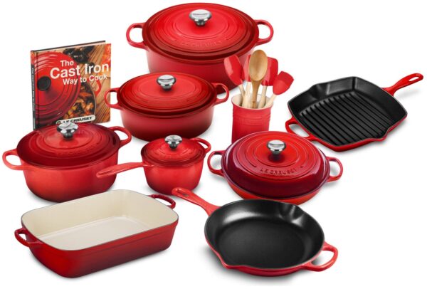 d80825715047473da1a9f98e515462e4 20-piece Signature Cast Iron Cookware Set,10.25 Skillet,1.75-quart Saucepan with Lid