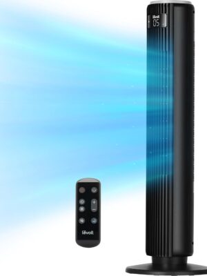 LEVOIT Tower Fan for Bedroom, Standing Fan that Blows Cold Air for Home, 28dB Quiet for Sleep, Remote, 90° Oscillation, 12H Timer, 25ft/s Velocity, 5 Speeds, 4 Modes, Bladeless 36 inch, White