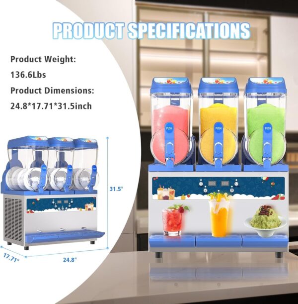 Commercial Slushy Machine – 1000W 30L Tanks Slush Maker Machine 304 Stainless Steel Commercial Margarita Machines Efficient Cooling the Ideal Slushie Maker for Bars Cafes Restaurants