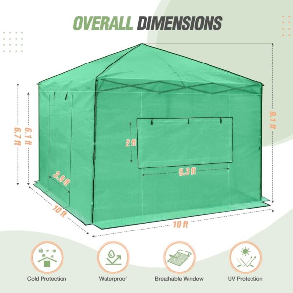 d884169e227a4eb2ad639df4b22ccb24 EAGLE PEAK 6×4 Portable Walk-in Greenhouse, Pop-up Indoor Outdoor Garden Green House, Zippered Door and Windows, PE Cover, White