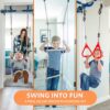 6 Piece Indoor Doorway Gym Set for Kids �� Indoor Swing for Kids Includes Kids Swing Chair, Rings, Hanging Trapeze, Ladder, Swinging Rope & Pullup Bar