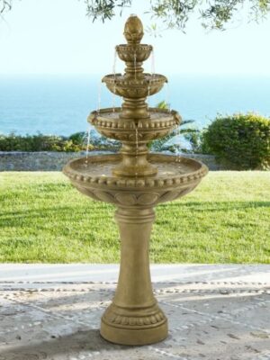 John Timberland Sag Harbor 66 High Stone 4-Tier LED Outdoor Floor Fountain