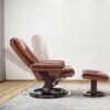 Multi-Position Recliner and Curved Ottoman with Swivel Base