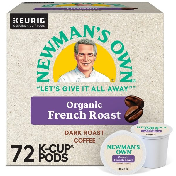 Newman s Own Organics French Roast Single-Serve K-Cup Pods, Dark Roast Coffee, 72 Count (6 Packs of 12)