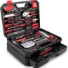 KINGTOOL Home Tool Set Kit – 286 PCS Home Auto Repair Tool Kit with Rolling Tool Box, Mechanic Tool Sets with 21V Max Cordless Power drill, Perfect for Homeowner, Diyer, Handyman