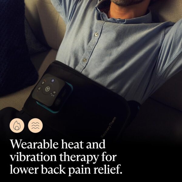 RecoveryTherm Back – Hot Vibration Back and Core Wrap for Athletes – Advanced Hot Vibration for Pain Relief Wrap with Cryothermal Technology – One Size Fits All