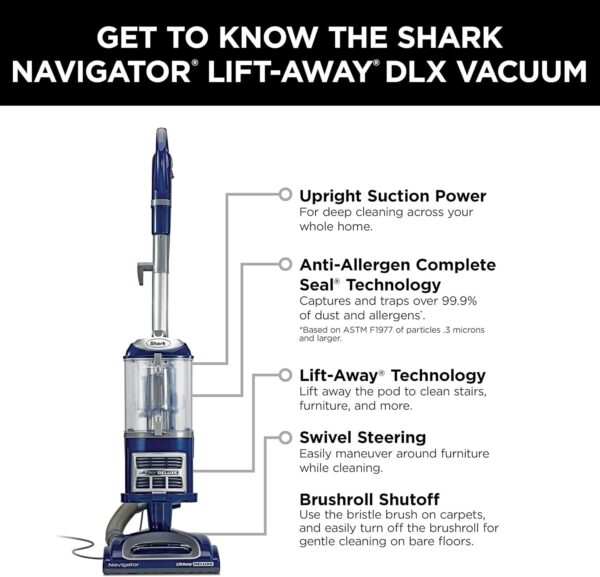Rotator Pet Pro Lift-Away ADV Upright Vacuum with HEPA Filter, DuoClean PowerFins HairPro and Odor Neutralizer Technology, Pet Hair Pickup, For Carpets & Hardfloors, Dark Grey, LA555