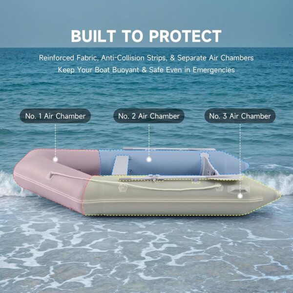 CO-Z 10ft Inflatable Dinghy Boat, 4 Person 990lb Transom Sport Tender Boat with Pump Aluminum Oars Floor, Heavy Duty Inflatable Raft Kayak for Adults
