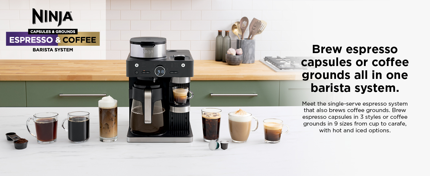Brew espresso capsules or coffee grounds all in one barista system. Meet the single-serve