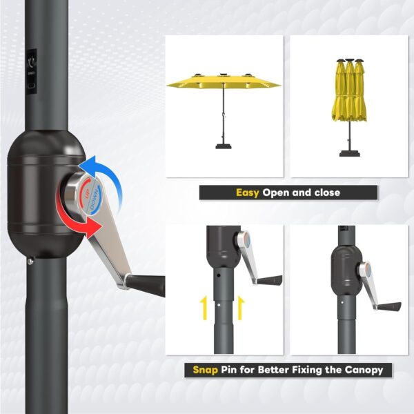 d9eb2bbf89d24527bdbfb814022e214b 15ft Patio Umbrella with Solar Lights, Large Double Umbrella Outdoor, Rectangle 180”x106” Umbrellas with 156 PCS LED Lights and Crank Handle for Backyard Deck Pool Shade in Black(1.9′′ Pole)
