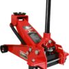 3 Ton Low Profile, Aluminum and Steel Racing Floor Jack with Dual Pistons Quick Lift Pump for Sport Utility Vehicle, Lifting Range 3-15/16′′ min to 18-5/16′′ max, Red