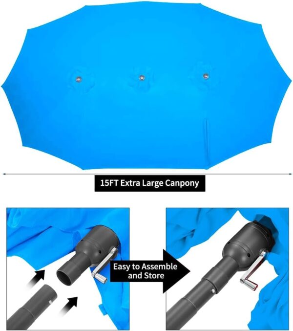 dacd65cd3f2448008dcda46b0941d28a 15ft Patio Umbrella with Solar Lights, Large Double Umbrella Outdoor, Rectangle 180”x106” Umbrellas with 156 PCS LED Lights and Crank Handle for Backyard Deck Pool Shade in Black(1.9′′ Pole)