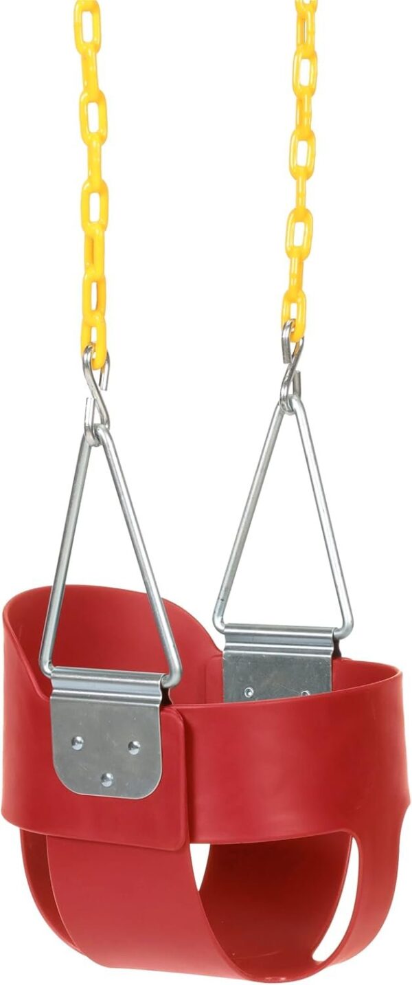 Eastern Jungle Gym Heavy-Duty High Back Full Bucket Toddler Swing Seat | Coated Swing Chains Fully Assembled | Green Swing Set Accessory