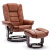 Multi-Position Recliner and Curved Ottoman with Swivel Base