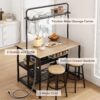 Kitchen Island, Kitchen Island with Storage, Bakers Rack, Island Table for Kitchen, Bakers Rack with Storage, Large Kitchen Island Table, Coffee Bar Table with Shelf,5 Racks,Pear Wood White