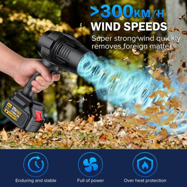 db79c3a1eaaa4231a7b18312b8c29a00 Electric Cordless Leaf Blower, Handheld Electric Leaf Blower, Mini Jet Dry Blower Fan with 2 Packs 2.6Ah Batteries and Charger, Violent Turbo Jet Blower for Lawn, Patio, Outdoors, Car, Home
