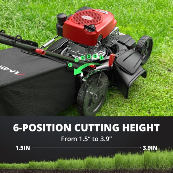 db7cb9f962854d8a887a1750b87e456b 21′′ Steel Deck Gas Lawn Mower, Heavy-Duty 3-in-1 Push Mower, 144cc 4-Stroke Engine, 6-Position Height Adjustment, Large 1.4 Bushel Grass Catcher, Durable & Efficient for Yard & Garden