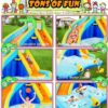Inflatable Water Slides for Kids 8-in-1 Bounce House Water Park with 450W Blower Climbing Wall, Splash Pool, 2 Water Cannons, Basketball Hoop, Water Slide, Crocodile Sprinkler for Gift Backyard Party