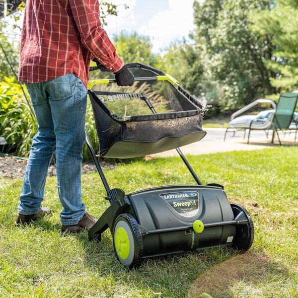 dc0c1095abcb448d8abd6bec255cdb71 21-Inch Width Leaf & Grass Push Lawn Sweeper, Black