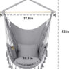 Y- Stop Hammock Chair Hanging Rope Swing, Max 500 Lbs, 2 Cushions Included, Large Macrame Hanging Chair with Pocket for Superior Comfort, with Hardware Kit (Beige)