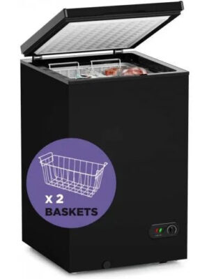 Chest Freezer – 3.5 Cu Ft with 2 Removable Baskets – Reach In Freezer Chest – Quiet Compact Freezer – 7 Temperature Settings – Black
