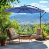 9.8FT Offset Patio Umbrella Hanging Cantilever Umbrella Outdoor Sun Shade with Easy Tilt Adjustment, 8 Ribs, UV Protection for Backyard, Lawn, Garden and Pool, Blue