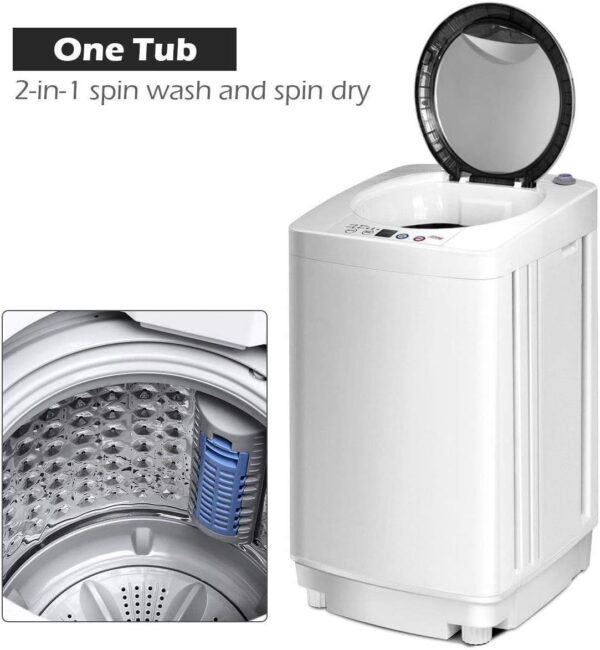 Portable Washing Machine, Full Automatic Washer and Dryer Combo, with Built-in Pump Drain 8 LBS Capacity Compact Laundry Washer Spin Dryer for Apartment RV Dorm