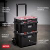 Keter Stack-n-Roll Modular Tools Organizer for Garage Storage and DIY, 3 Piece Resin Rolling Tool Box System for Small Parts