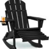 Folding Adirondack Rocking Chair,4-in-1 Multifunctional Patio Chair with Retractable Ottoman, Outdoor Chair Wood Texture, Lawn Chair for Porch, Backyard, Pool(Grey)