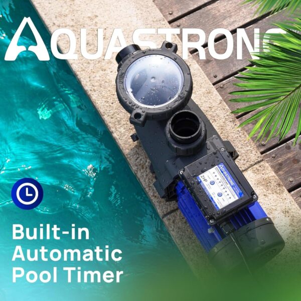 ddf5de2564d841a6ae24b32c19629217 AQUASTRONG In/Above Ground Pool Pump, High Flow (with Timer, 2HP, 8917 GPH, 220V)