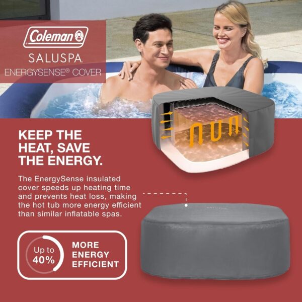 de92ea237fd74dec833d97540168dd81 4 to 6 Person Inflatable Hot Tub Square Portable Outdoor Spa with 114 Soothing AirJets and Insulated Cover, Gray-Coleman