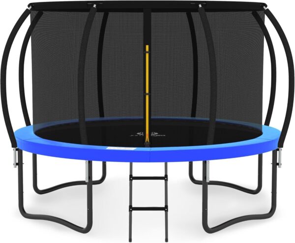 JUMPZYLLA Trampoline 8FT 10FT 12FT 14FT 15FT 16FT Trampoline with Enclosure – Recreational Trampolines with Ladder and AntiRust Coating, ASTM Approval Outdoor Trampoline for Kids