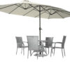 15ft Patio Umbrella with Solar Lights, Large Double Umbrella Outdoor, Rectangle 180”x106” Umbrellas with 156 PCS LED Lights and Crank Handle for Backyard Deck Pool Shade in Black(1.9′′ Pole)