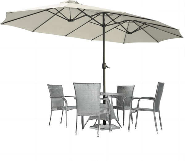 dea42e90e6ad40208e4c5195b4b7b451 15ft Patio Umbrella with Solar Lights, Large Double Umbrella Outdoor, Rectangle 180”x106” Umbrellas with 156 PCS LED Lights and Crank Handle for Backyard Deck Pool Shade in Black(1.9′′ Pole)