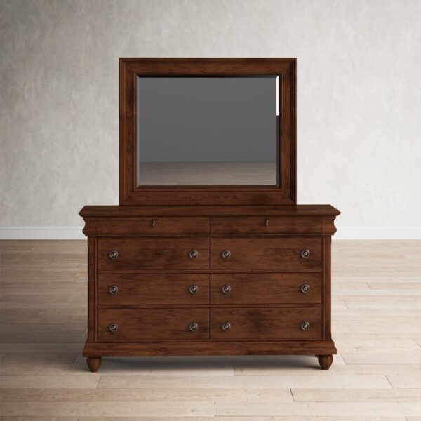 8 Drawer 64” W Double Dresser With Mirror