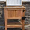 All Weather 48 Quart Antiqued Cedar Cooler Stand with Brass Drain, Bottle Opener and Cap Catcher, Beer Cooler.