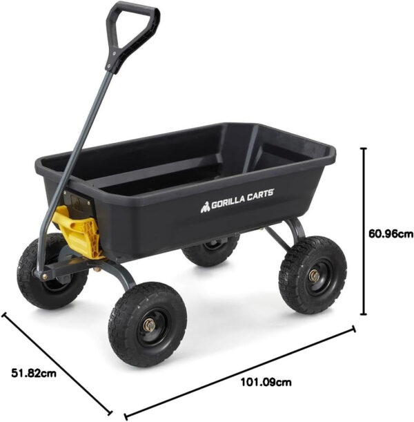 df3012e5b84b4bea8d62195aba12b275 7GCG-NF Heavy-Duty Poly Dump Garden Cart with No-Flat Tires, 7 Cubic Feet, 1200-Pound Capacity, Black, Amazon Exclusive