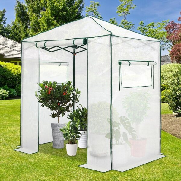 df45a33c664d4edabb0c4b98db51e69b EAGLE PEAK 6×4 Portable Walk-in Greenhouse, Pop-up Indoor Outdoor Garden Green House, Zippered Door and Windows, PE Cover, White