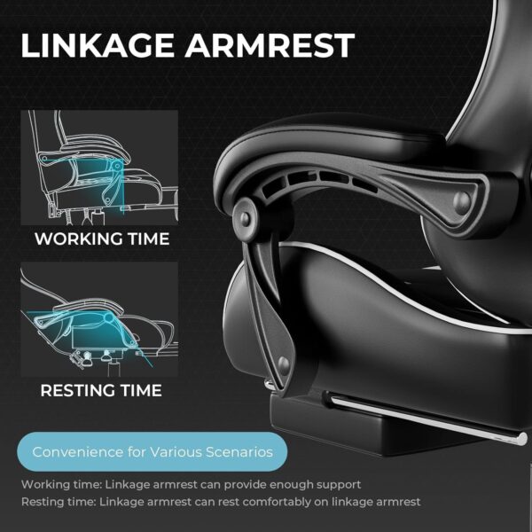 df5bed6f502d4b94abc46860062a7008 Gaming Chair, Computer Chair with Footrest and Lumbar Support, Height Adjustable Game Chair with 360°-Swivel Seat and Headrest and for Office or Gaming (Faux Leather, Black)