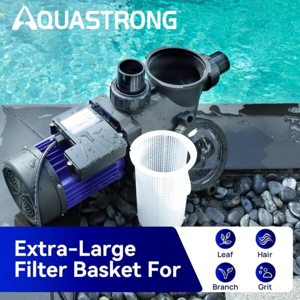 df73a7654934489c8b6803ce1a936098 AQUASTRONG In/Above Ground Pool Pump, High Flow (with Timer, 2HP, 8917 GPH, 220V)