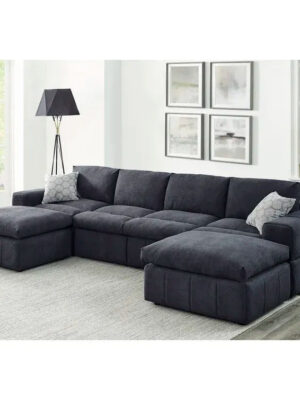 134′′ Wide Reversible Modular Sectional with Ottoman