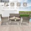 Patio Furniture Set 4 Pieces Outdoor Rattan Chair Wicker Sofa Garden Conversation Bistro Sets for Yard (Brown)